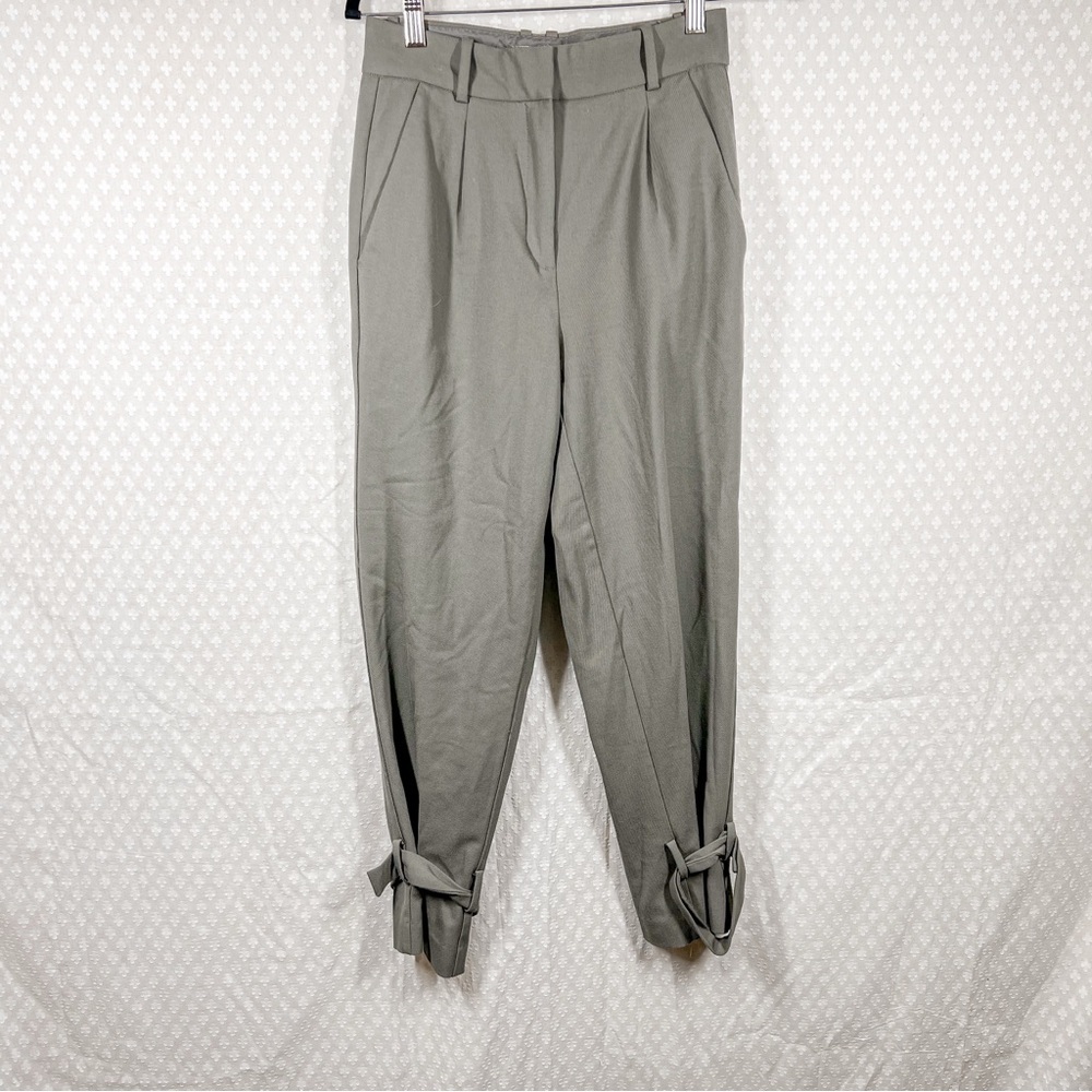 Aritzia Babaton‎ Green Gray Wool Blend High Rise Taper Trouser Pants